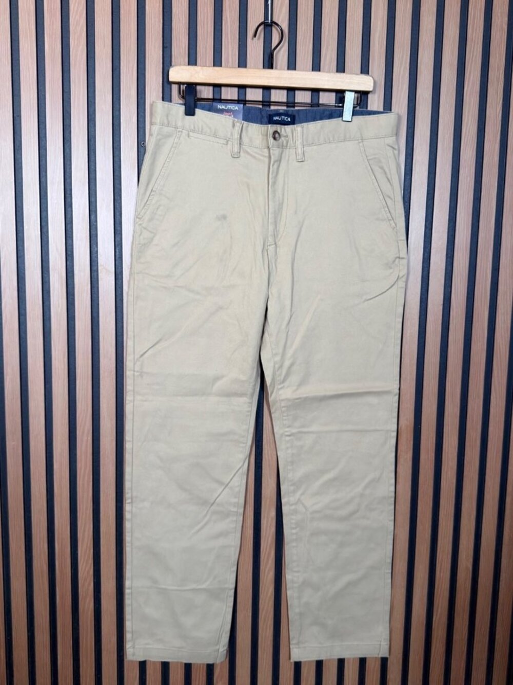 New Nautica Pants 32 x 30 Mens Beige Soft Twill Classic Fit Stretch Flat Front